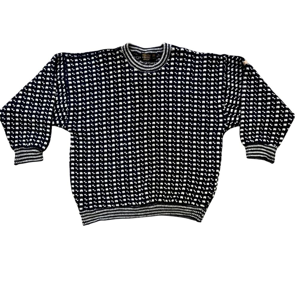 Vintage Devold Norway Nordic Fair Isle Check Wool Blend Pullover Sweater